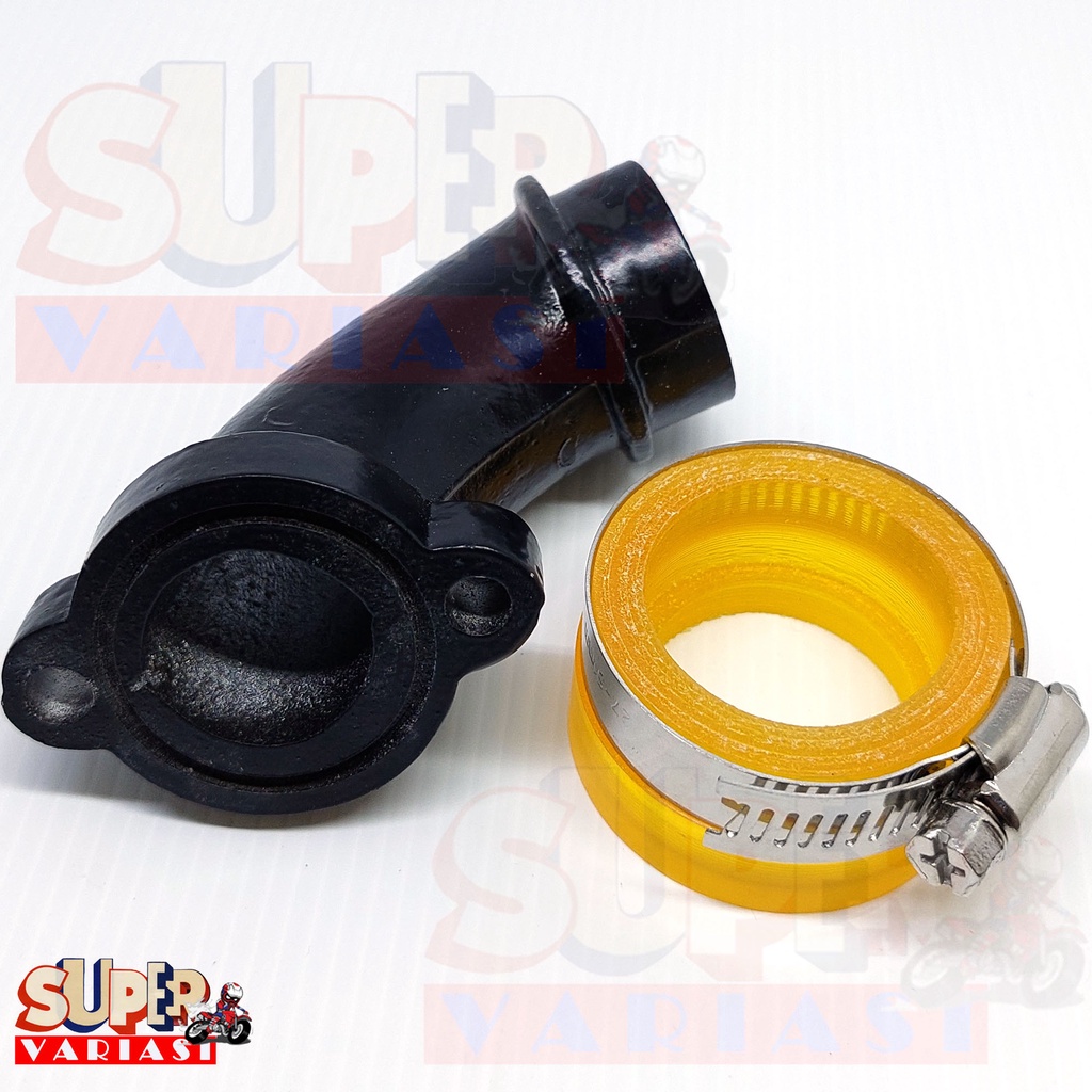 Manifold manipol intake bebek miring PE 28 PWK 28 manipol leher karbu semua motor bebek 4tak teflon miring set kareT