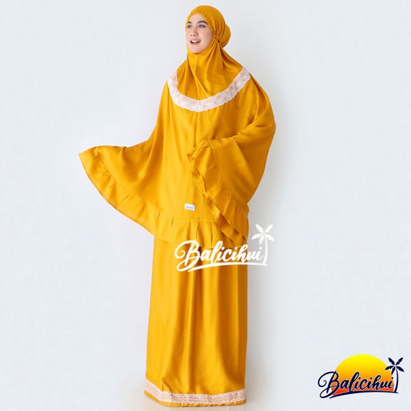 Balicihui Mukena Yasmina Mustard Polos Mukena Bali Dewasa, Jumbo