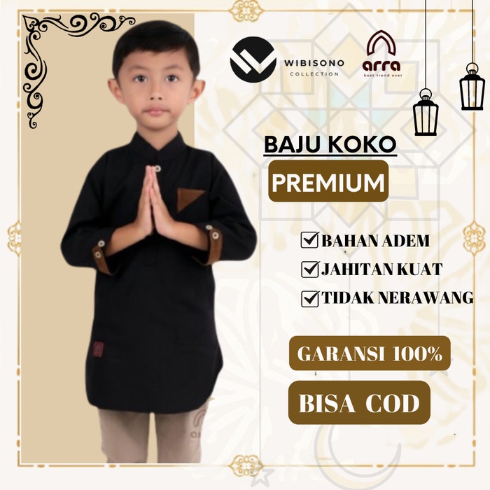 Baju Muslim Koko Kurta YU20 Anak Laki Laki Lengan Pendek Murah Umur 3 Sampai 12 Tahun Original Al FARUQ