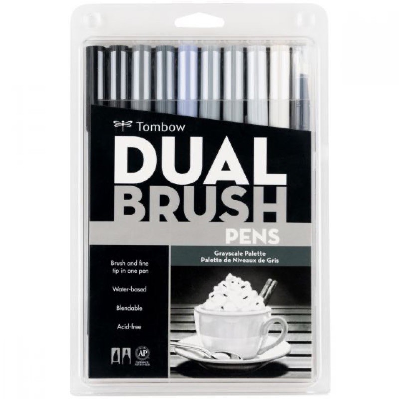 

Tombow Dual Brush Pen, Grayscale Palette Set 10Color
