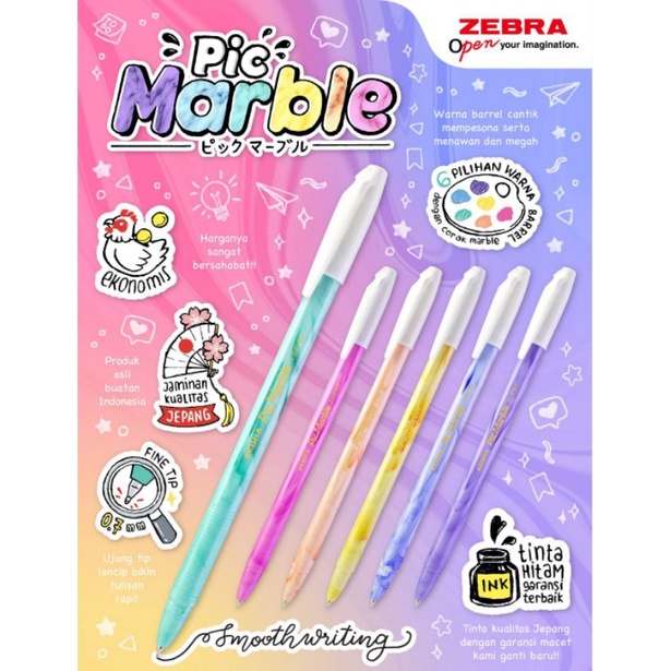

Zebra Pen Picmarble 1 Pack isi 12