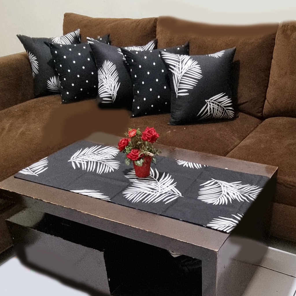 [✅COD] Sarung Bantal Sofa Minimalis (5 Pcs) + Taplak Meja Tamu Persegi Panjang Kain Mewah Modern Perlengkapan Dekorasi Hiasan Home Decor Interior Rumah