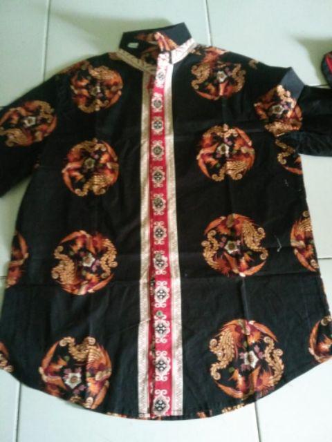 Kemeja 113zy# Kemeja Batik Pria Dewasa Edisi Imlek Warna Merah Bahan Katun Stretchy