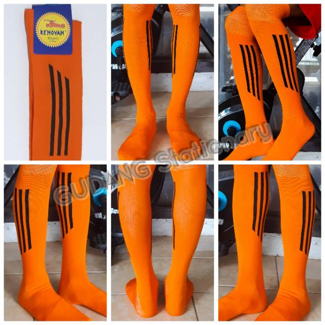 Kaos Kaki Futsal Dewasa Orange Strip Hitam