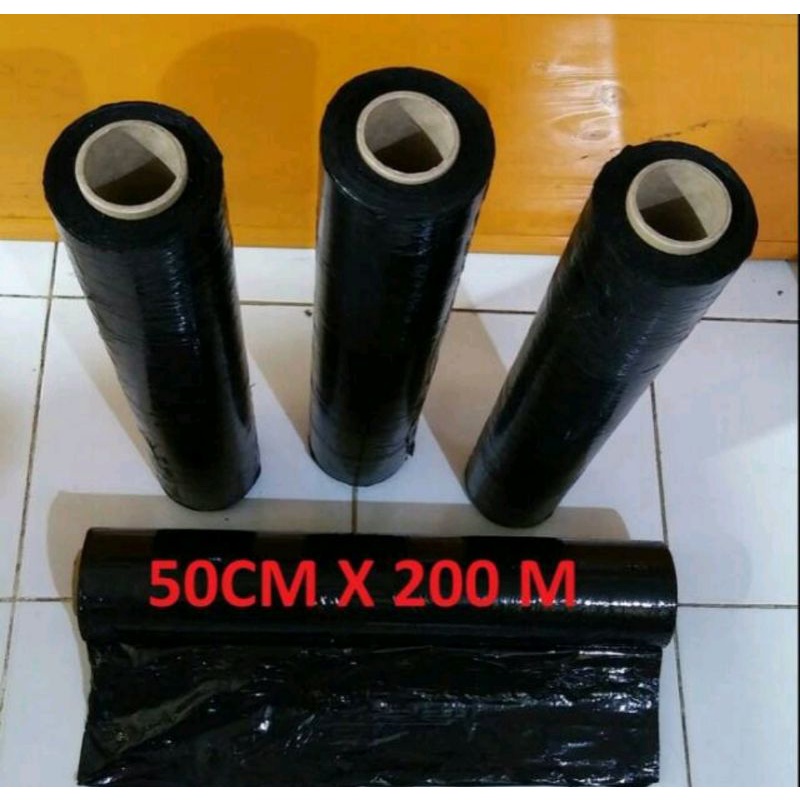 plastik wrapping hitam 50cm x 200m