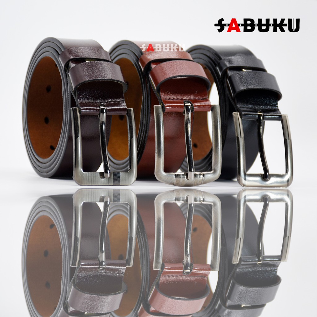 [S&amp;K] Ikat Pinggang Pria Sabuk Pria Model Tusuk Jarum Bahan Kulit Imitasi Gesper Pria Men Belt-SK004