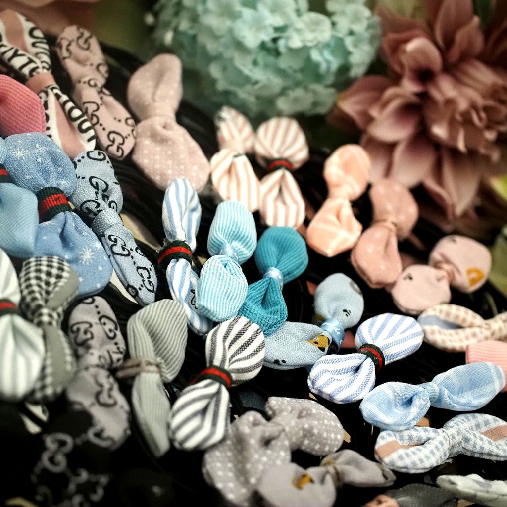 Kuncir Pita Chibi Kawat Katun SATUAN / Karet Rambut Chibi / Ikat Rambut Pita /Kuncir Rambut Korea