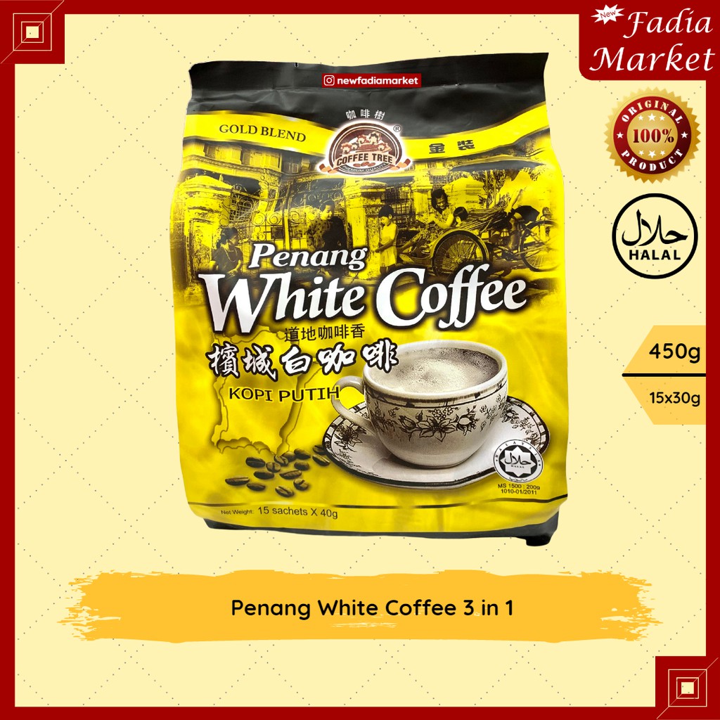 

Coffee Tree Penang White Coffee 3 in 1 (Kopi Putih + Gula + Krimer) 15x30g