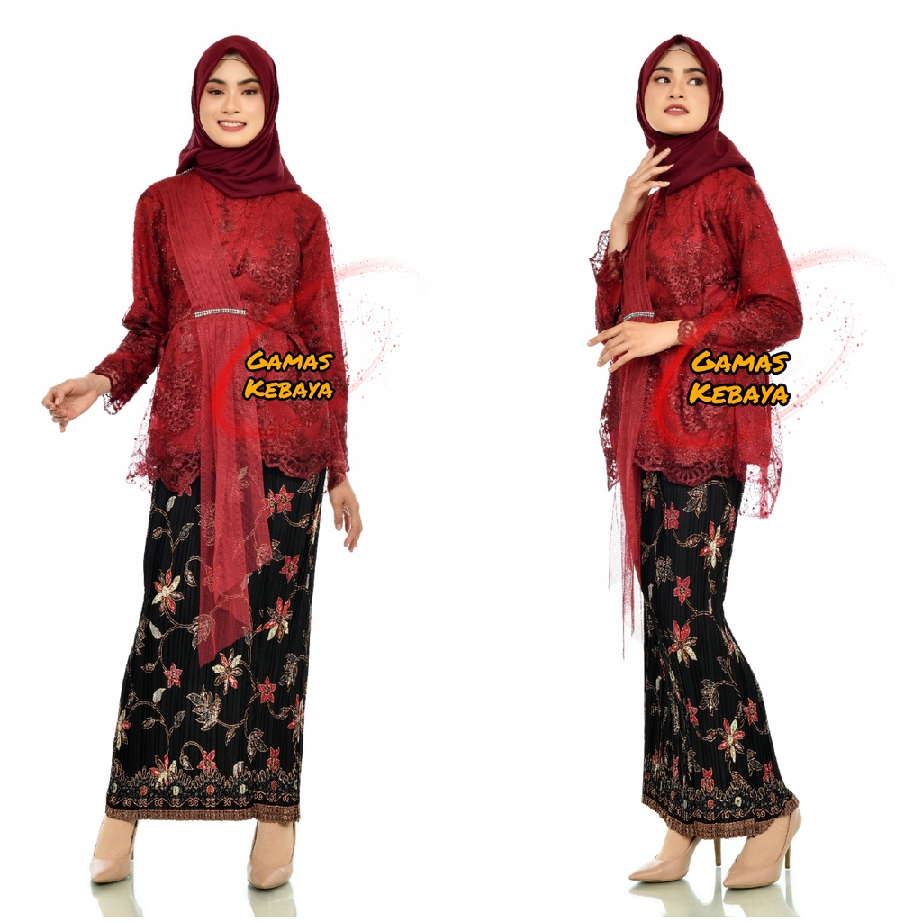 (REALPICT) SETELAN BLOUSE AMALIA SELENDANG MODERN ~ KEBAYA AURORA SELENDANG TILLE ~ SETELAN KEBAYA MODERN ~ KEBAYA AKAD /ATASAN KEBAYA TUNIK / TUNIK TULLE / KEBAYA MODERN AURORA SELENDANG