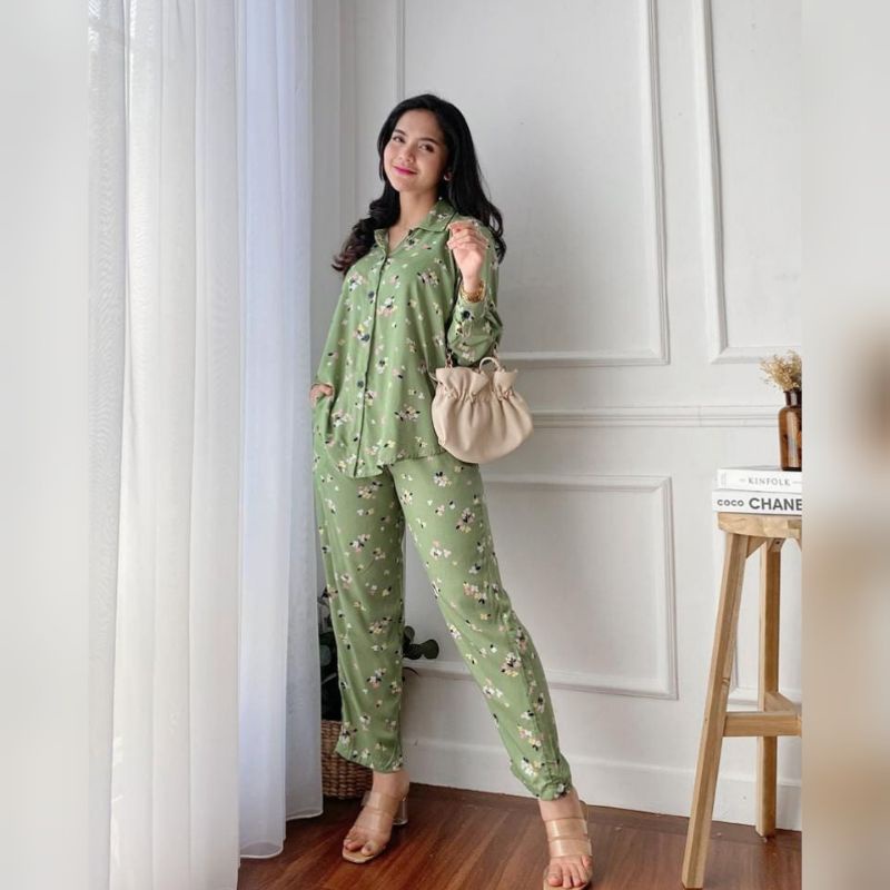 BELLE ONE SET / SETELAN RAYON DAILY ONE SET BAJU SETELAN WANITA KEKINIAN-ONESET(MALIKA AIREN)