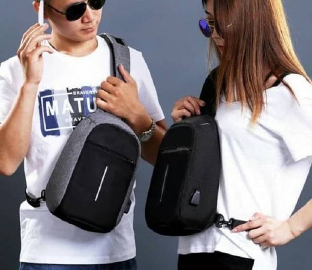 Tas Selempang slempang Anti maling thief smart sling bag theft USB port