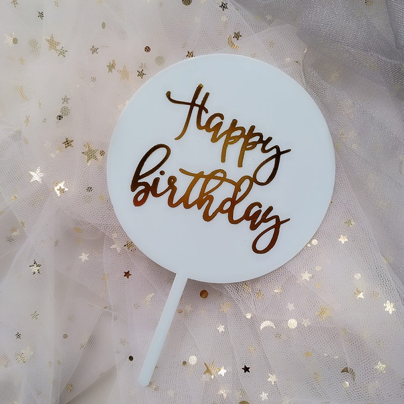 Cake Topper Happy Birthday / Tusukan Hiasan Kue Happy Birthday Acrylic-Won