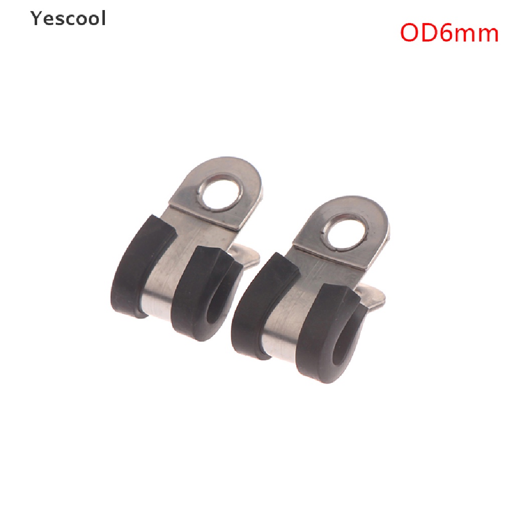 Yescool 2pcs 304 Stainless Steel Rubber Lined P Clips Cable Mounting Hose Pipe Clamp  .