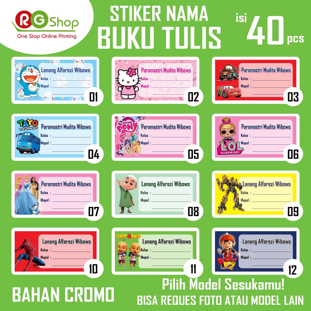 Jual STIKER LABEL BUKU TULIS | MATA PELAJARAN | NAMA SISWA | Shopee ...