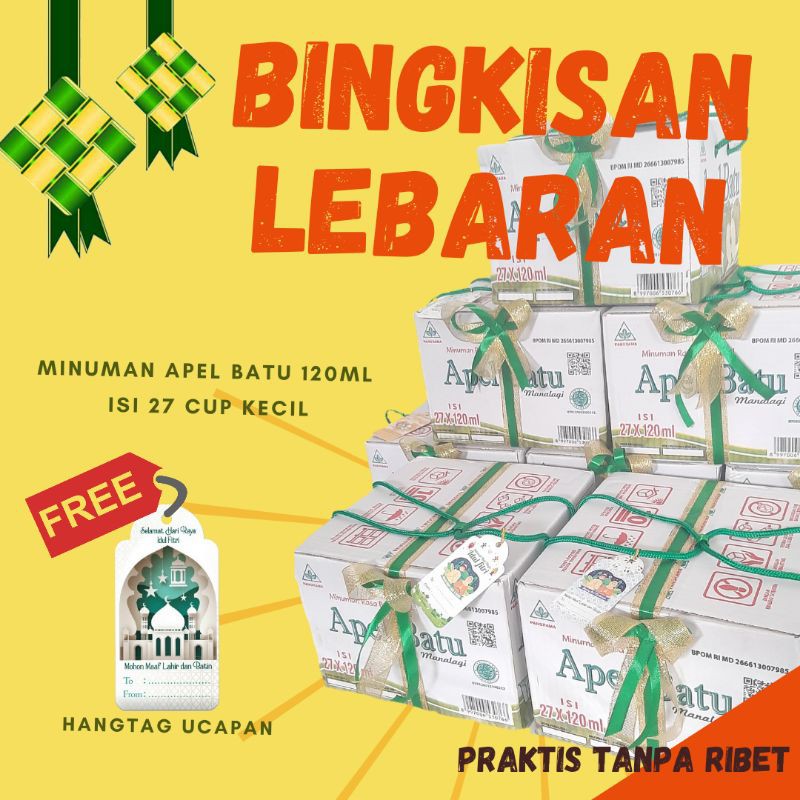 

Minuman Apel Batu Apel Hijau 120ml isi 27 cups khas Jawa Timur - Hampers Lebaran, Hampers Imlek dan oleh-oleh