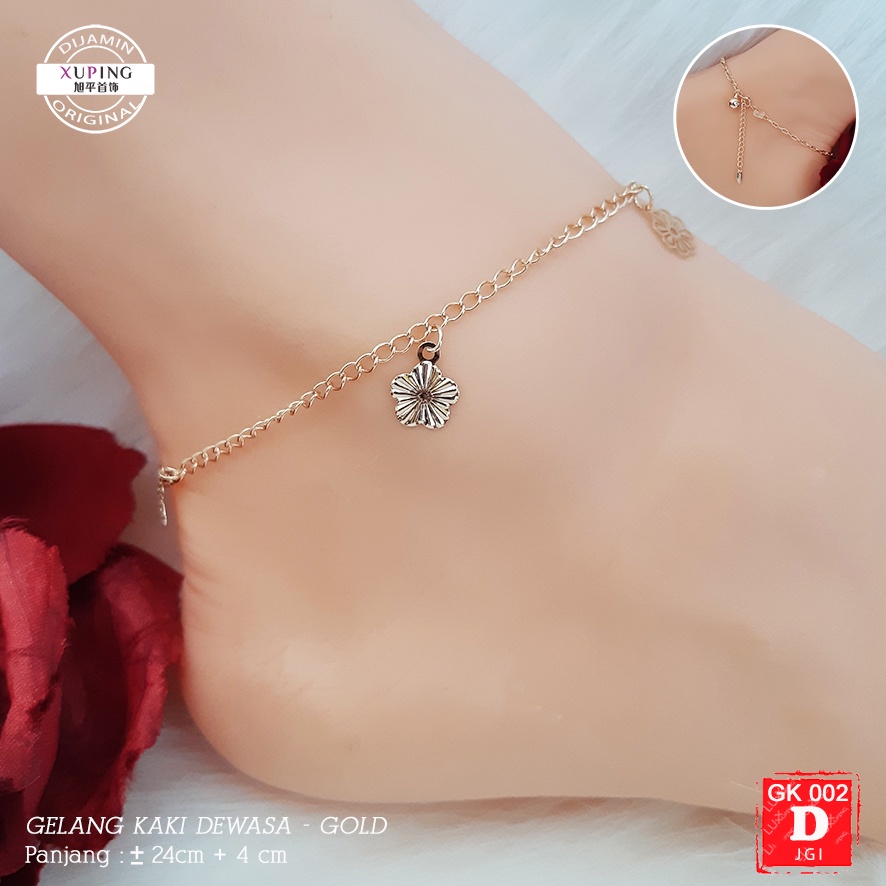 GK 002 Gelang Kaki Xuping Premium Perhiasan Emas Imitasi Wanita Dewasa Aksesoris Kaki Anklet Gold Xuping Ori Luxx Xuping