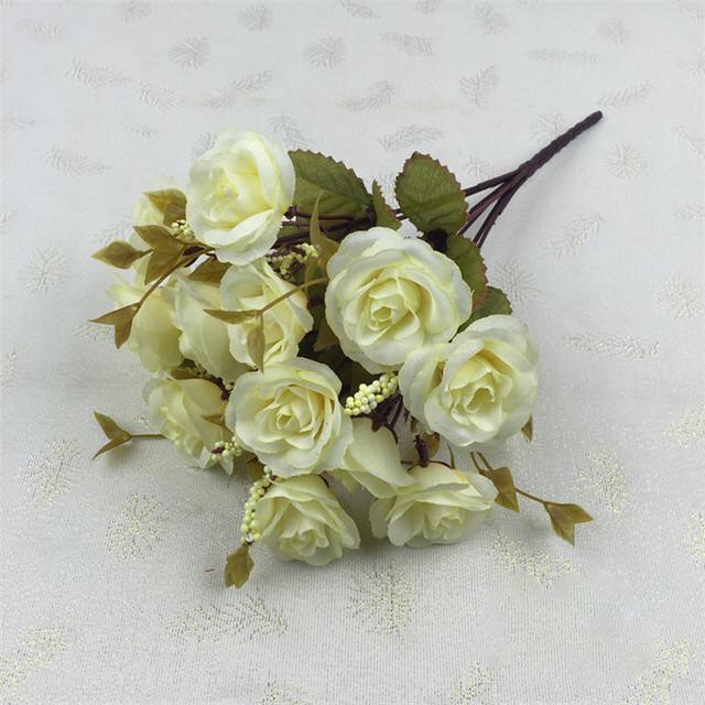 COD BUNGA MAWAR  BUNGA TANGKAI PLASTIK BUNGA ARTIFISIAL BUNGA PAJANGAN BUNGA HIASAN BT9025-PUTIH