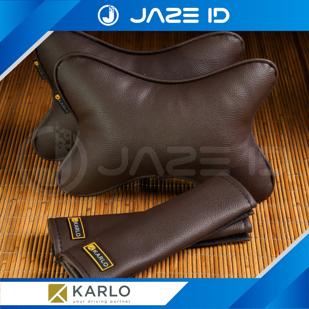 Karlo Paket Bantal Leher Seatbelt Premium Mobil Basic Dark Brown