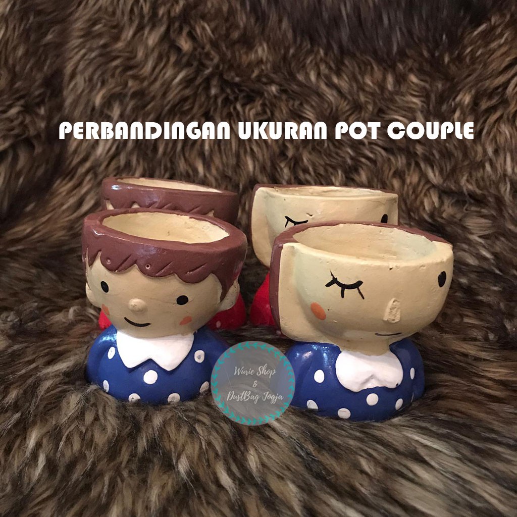 Pot Lukis Unik Terracotta Couple Pasangan Lucu Tanaman Pottery Kaktus Cactus