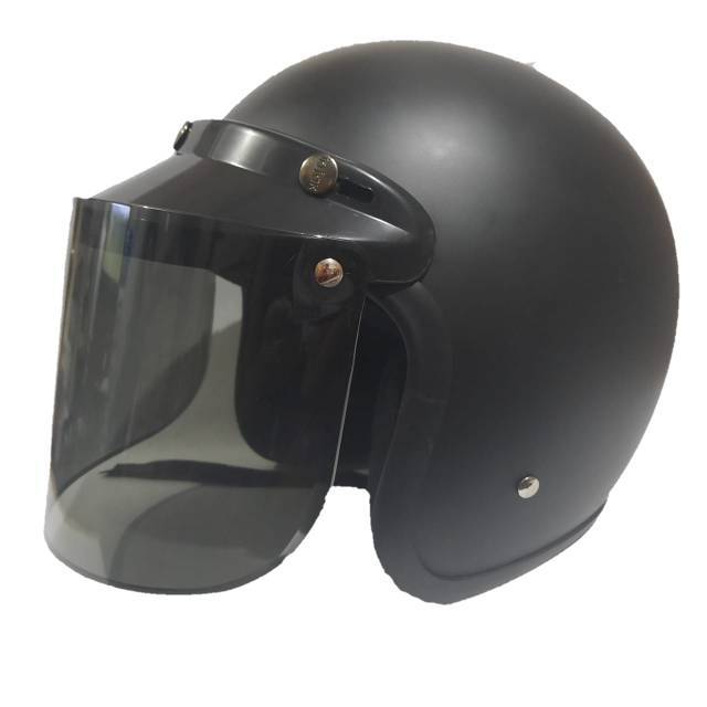 HELM BOGO RETRO SNI DEWASA CLASSIC BLACK DOFF LIST PUTIH ...