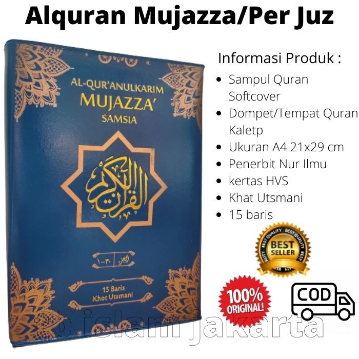 Al Quran Mujazza Samsia Uk A4 Besar Alquran Per Juz Alkuran Lansia - Biru