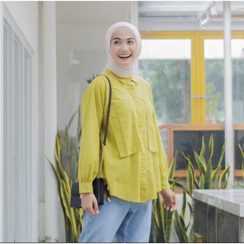 Kemeja Wanita Linen Jazlyn Shirt Linen 2 Pocket