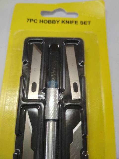 pisau mata kater cutter lancip lurus melengkung hobby knife set 6 mata