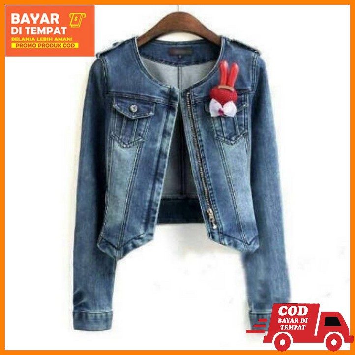 Jaket Jeans Wanita Dewasa Cewek Terbaru 2020 Crop Denim Outerwear ZY285 Aba Agen Baju Jaket Lea Je