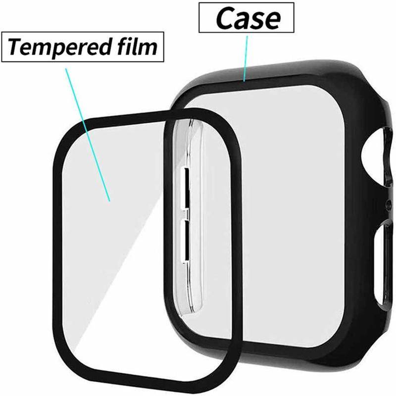 Pelindung Layar Tempered Glass + Frame Bumper Untuk Apple Watch Series 7 41mm 45mm Iwatch 7 6 5 4 40mm 44mm 38mm 42mm