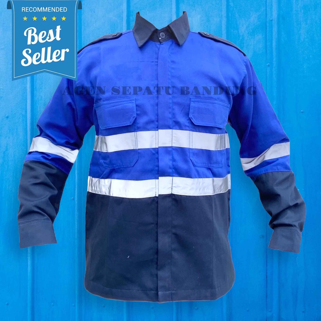 AGEN Seragam safety Baju Safety Lengan Panjang Katelpak Wearpack Atasan Safety Kombinasi 2 Warna Kemeja two tone