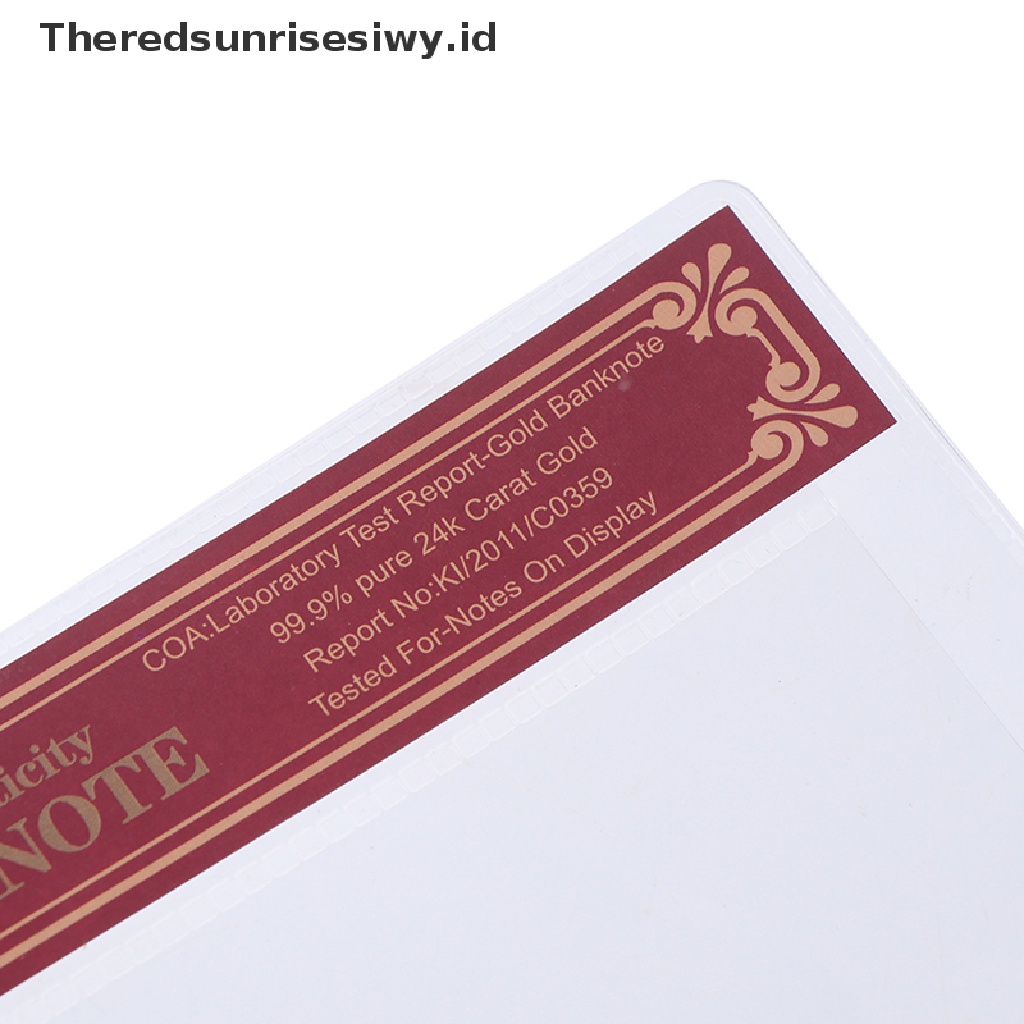 (Theredsunrisesiwy.Id) 1pc Uang Kertas Coa Normal Gold Foil Bahan Pvc Frame Plastik