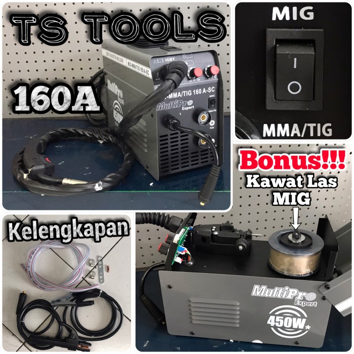 Mesin Las Mig 160A Tig Mesin Las CO2 Tanpa Gas Multipro MIG 160A SC