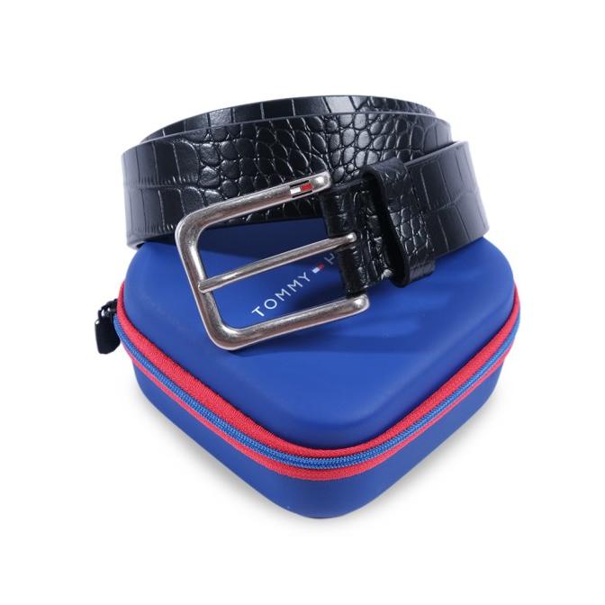 THF Basic Leather Belt - Black - Pattern, 38 ---Ready---