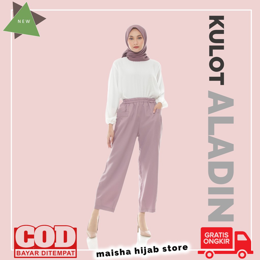 Celana Panjang Kulot Wanita Remaja Cewek Cewe Fashion Muslim Muslimah Polos Korea Korean Style Santa
