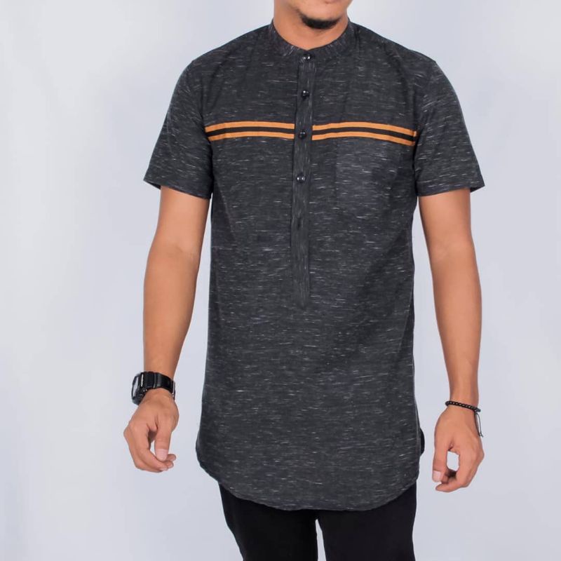 baju muslim pria motif kurta hitam
