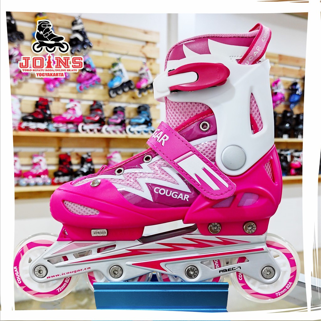 Sepatu Roda Anak Inlineskate Anak Pemula Cougar MZS835L Pink White