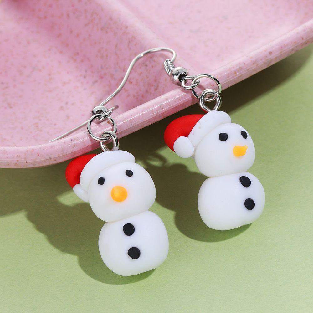 R-bunga Anting Natal Hewan Fashion Motif Pinguin Perhiasan Handmade Polymer Clay