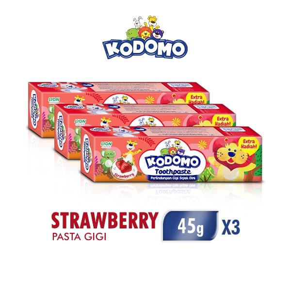 Kodomo Pasta Gigi Strawberry Tube 45 gr x3