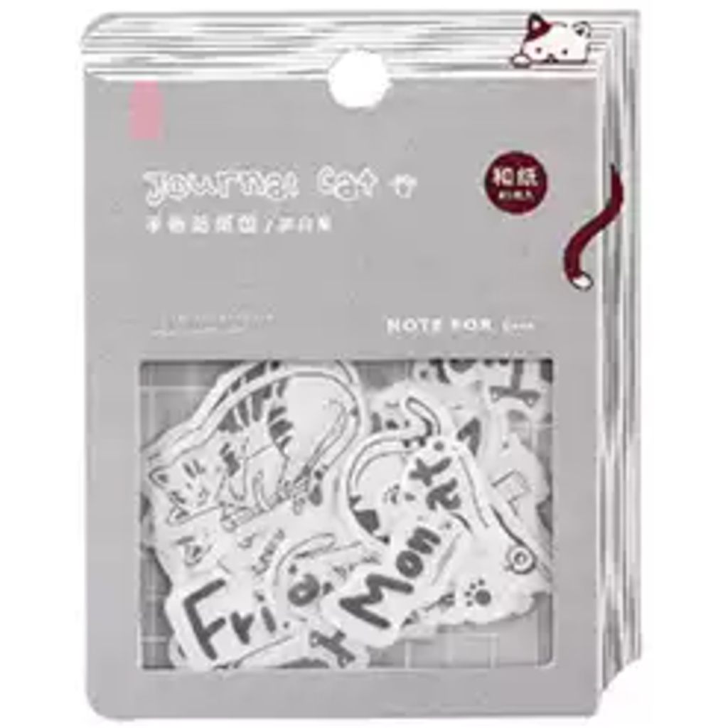 

Note For Deco Flake Sticker Journal Cat Black And White Meow
