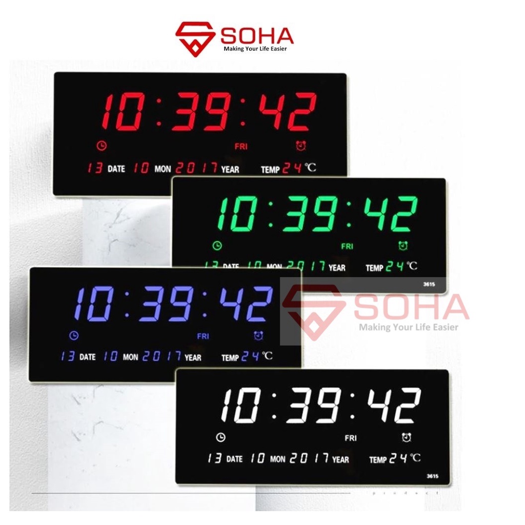 JD- 3615 Jam Digital LED Clock Dinding / jam Meja digital Fitur Kalender Alarm Weker Smart Watch &amp;Tampilan; Jela