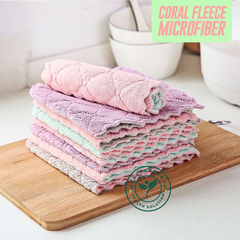 KAIN LAP PEMBERSIH MINYAK TEBAL MULTIFUNGSI | CORAL FLEECE MICROFIBER PREMIUM ANTI MINYAK TEBAL  | KAIN LAP DAPUR , CUCI PIRING, GELAS, KOMPOR, WASTAFEL