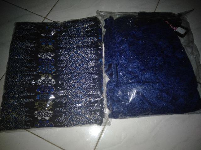 Stelan Kebaya Delika Brukat Kombi Rok Instan Plisket Batik