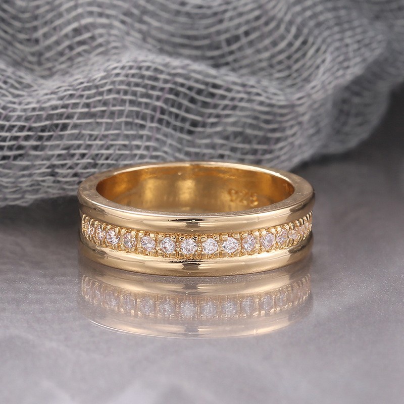 Cincin Kristal Berlian Bahan Titanium Steel Warna Silver / Gold Untuk Pria / Wanita