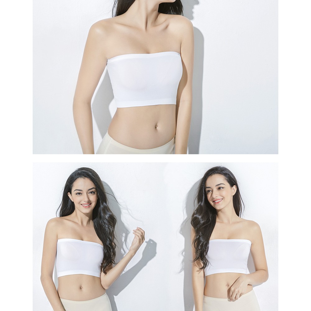 Bandeau Bra Kemben Bra Tanpa Kawat Polos Strapless Fashion Wanita Polos S1156