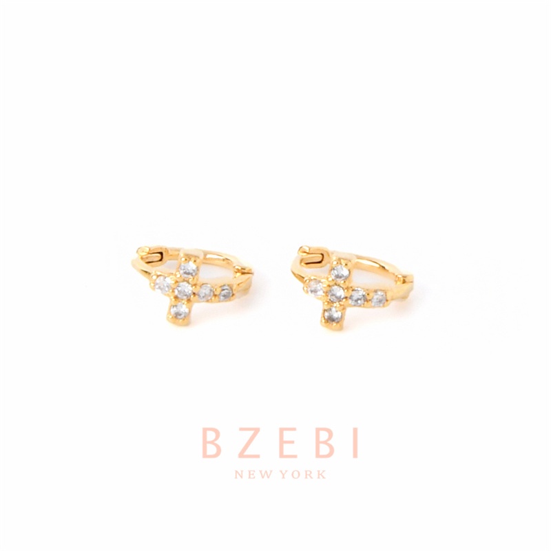 Bzebi Anting Bulat Mini Warna Gold 916 Hias Berlian Imitasi Gaya Korea Untuk Wanita 474e