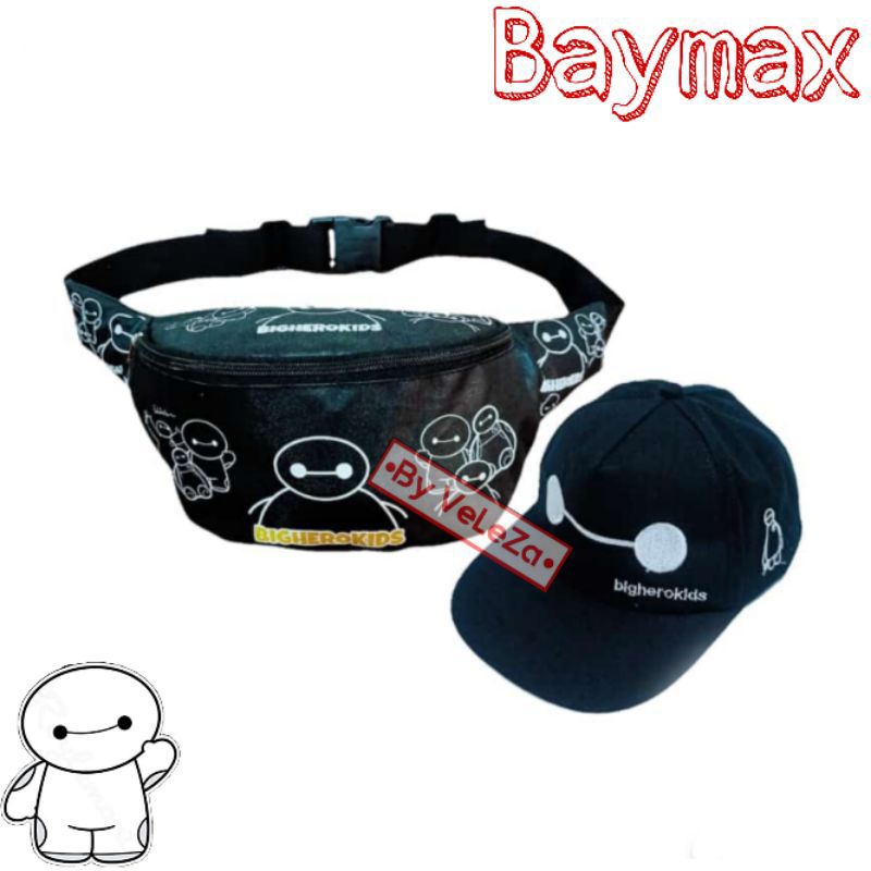 WAISTBAG ANANK LAKI-LAKI KARAKTER BAYMAX + TOPI / TAS BAHU ANAK / TAS SELEMPANG ANAK / TAS ANAK KARAKTER / TAS ANAK BAYMAX / TAS ANAK