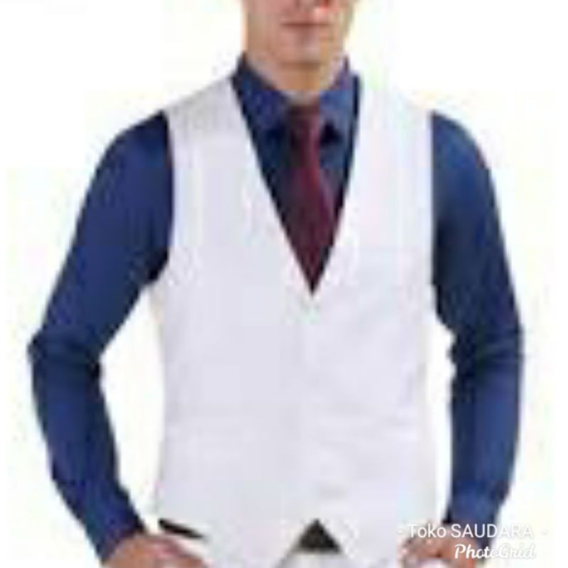 vest rompi formal bahan pria putih