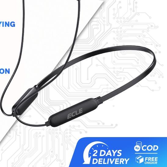 (NEW) ECLE Wireless Neckband Earphone Sports Headset Bluetooth Hanging Neckband Black