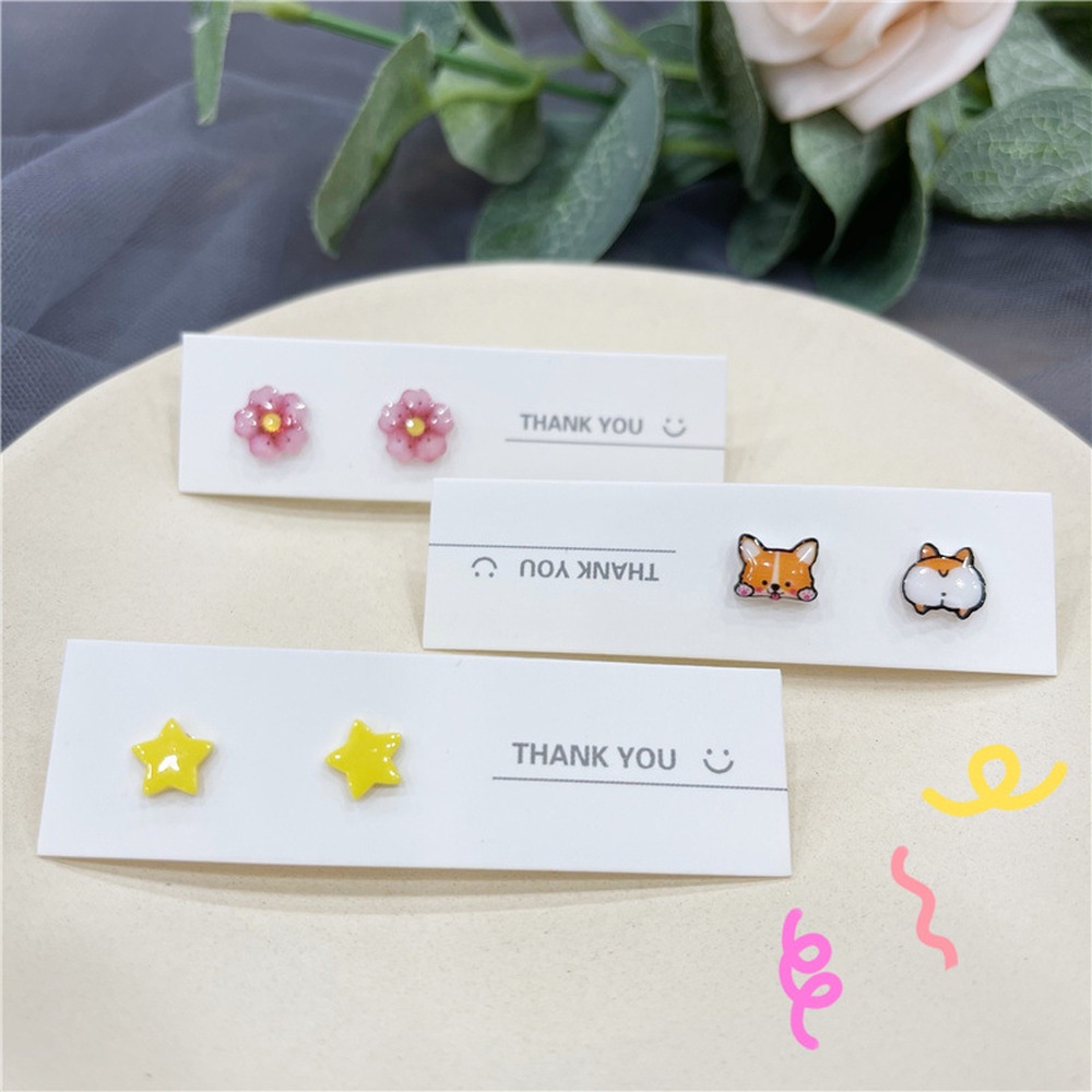 S925 Silver Needle Ceramic Earring Combination Exquisite Small Cute Simple Girl Student Earrings Wholesale 2021