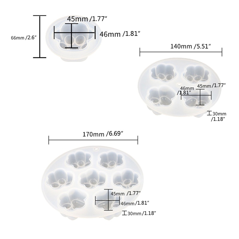 SIY  Mini Slicone Mold Animal Paw Mold Ice Cube Chocolate Soap Candle Tray Mold 1/4/7